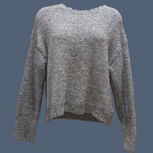 Fuzzy Grey Marled Oversized Crew Neck Sweater from Forever 21, Sz M